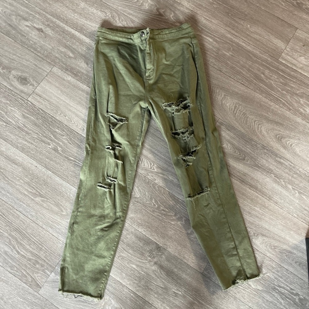 Forever 21 Army Green Distressed Pants
